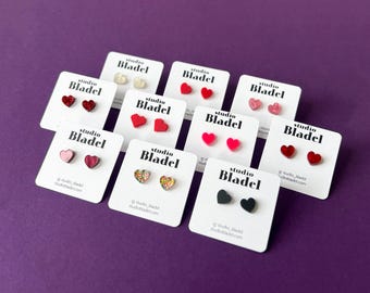 Acrylic heart stud earrings, glitter heart jewelry
