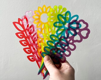 MINI colorful acrylic plant stakes, flower pot decoration, laser cut flower art, spring decor, whimsical home decor, gardener gift