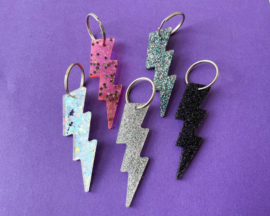 Glitter Lightning Bolt Keychains Funky Keychain Sassy Etsy