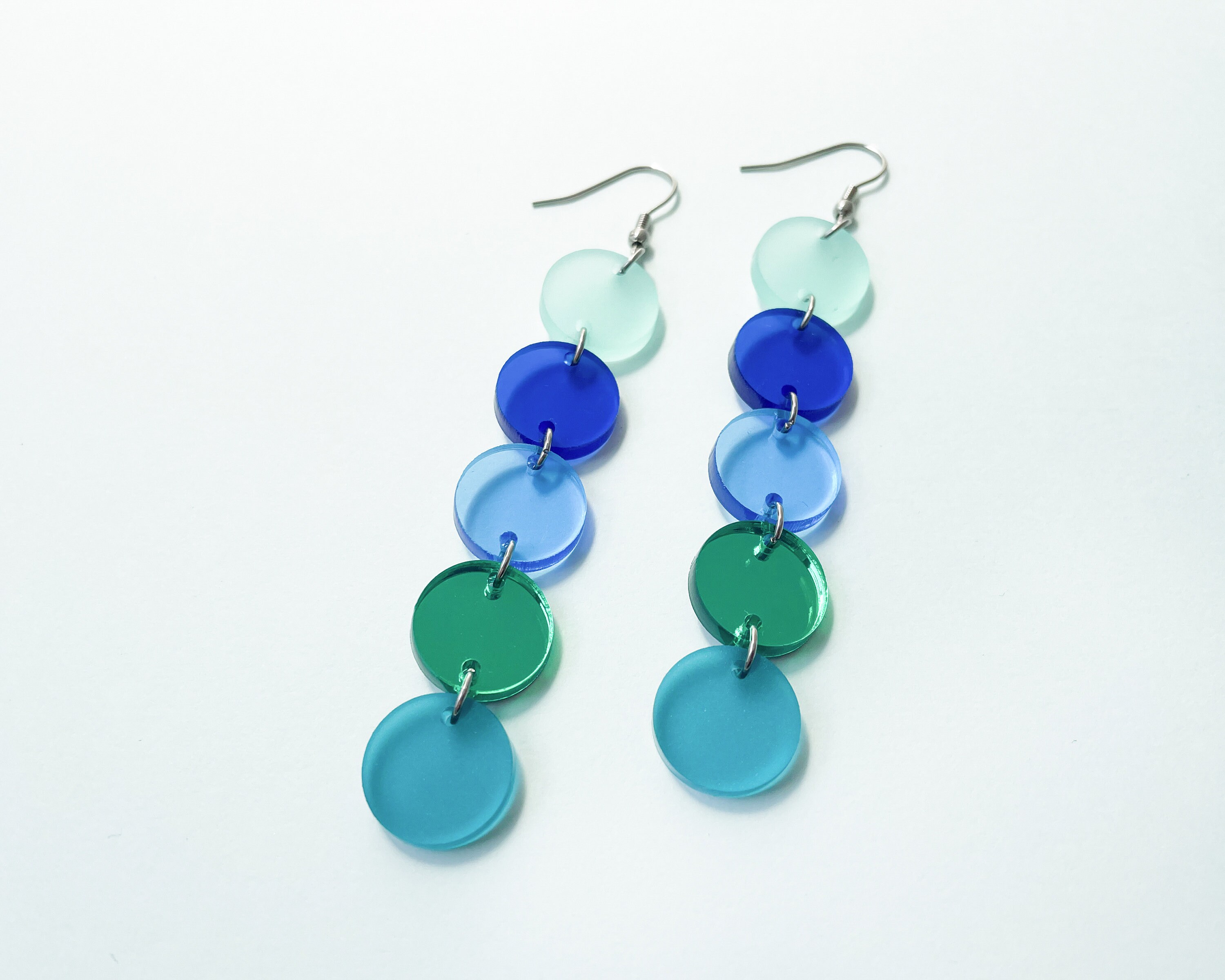 Blue acrylic earrings green dangle earrings multicolor Etsy