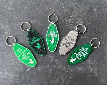 Llaveros de los Philadelphia Eagles, llavero deportivo de Filadelfia pintado a mano, regalo atrevido para fanáticos de los Eagles, llavero de Go Birds, accesorios de fútbol acrílicos