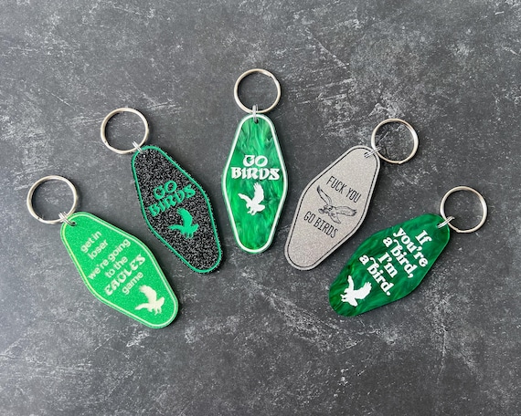 Philadelphia Eagles keychains, hand painted Philly sports keychain, sassy Eagles fan gift, Go Birds keychain, acrylic football accessories
