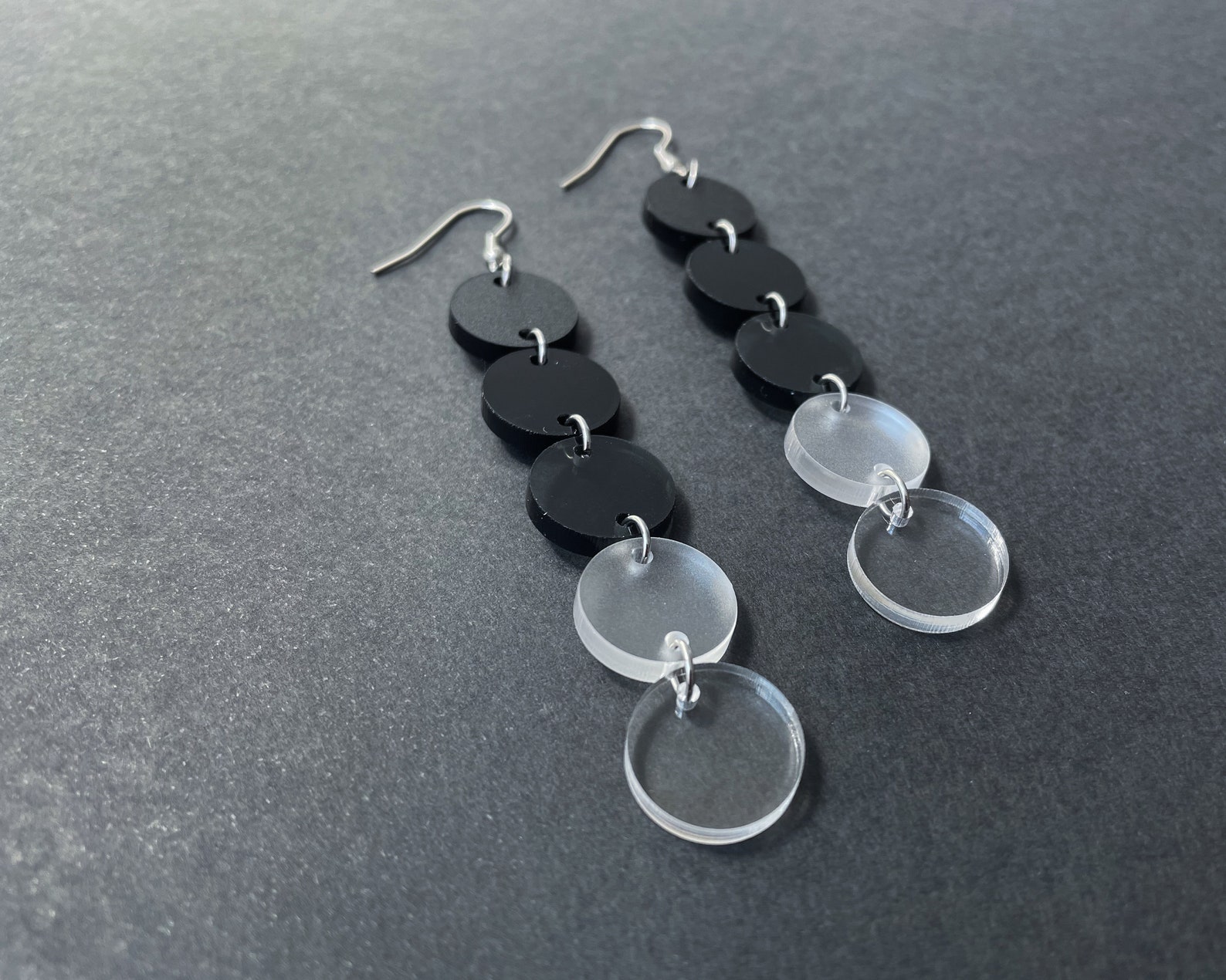 Black acrylic earrings ombre dangle earrings multicolor Etsy