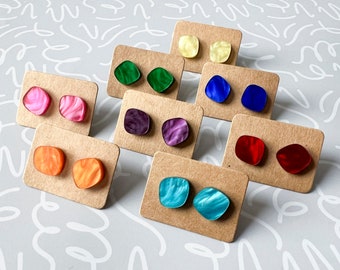 Colorful abstract stud earrings, pearl acrylic studs, funky earrings, laser cut stud earrings, lightweight earrings, gifts for her