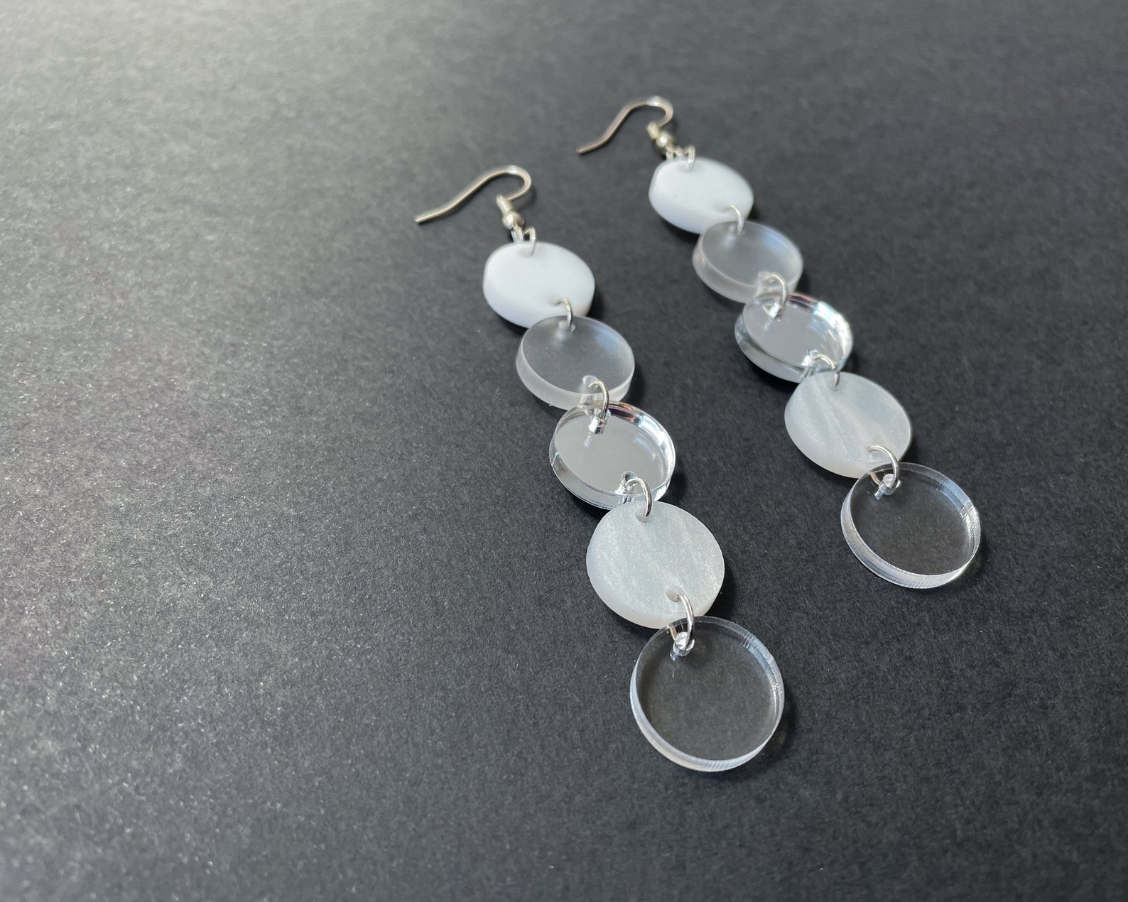 White acrylic earrings clear dangle earrings multicolor Etsy