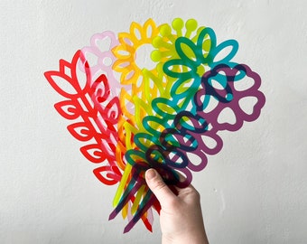 Colorful acrylic plant stakes, flower pot decoration, laser cut flower art, spring decor, whimsical home decor, plant mom gift