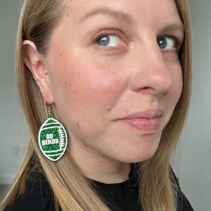 Green Glitter Eagles Earrings, Hand Painted Acrylic, Philly Football Gift zdjęcie 2