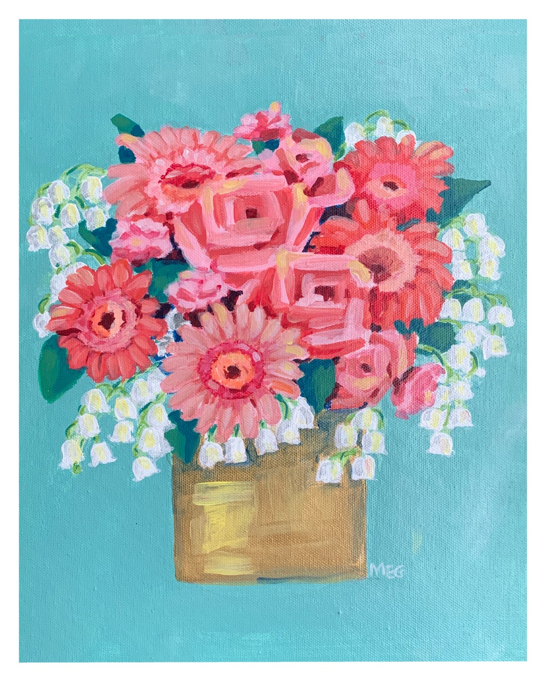 Roses, Daisies, and Lily of the Valley Archival Art Print Etsy