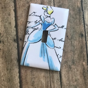 Disney Princess Light Switch Cover Outlet Cover Belle Cinderella Snow White Nursery Bathroom Toddler Room Decor image 4