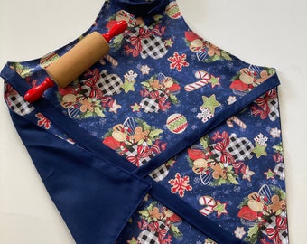 Handmade Kids Apron, Child's Apron, Chef's Apron, Sous Chef, Christmas Baking Apron Size 2T-4T