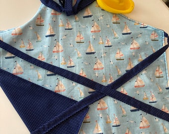 Handmade Kids Apron, Child's Apron, Chef's Apron, Sous Chef, Sailing Apron age 4-6