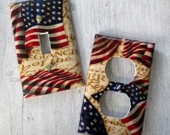 Stars and Stripes Pledge of Allegiance Light Switch Cover Outlet Cover American Flag Americana Decor