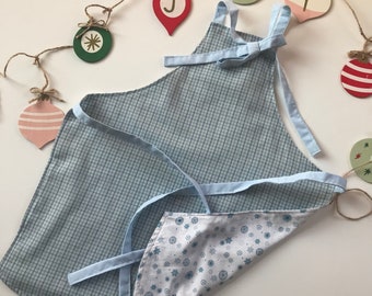 Handmade Kids Apron, Child's Apron, Chef's Apron, Sous Chef, Blue Apron, 2-4 year old OOAK