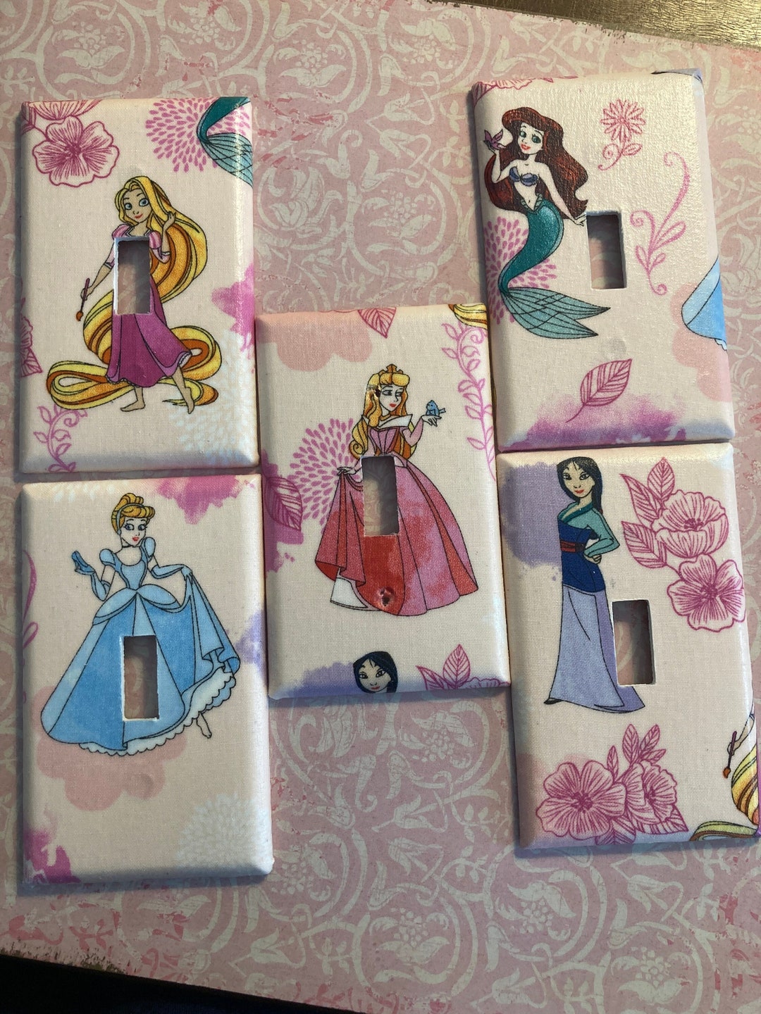 Disney Princess Light Switch Cover Outlet Cover Ariel Mulan Rapunzel Cinderella Aurora Nursery
