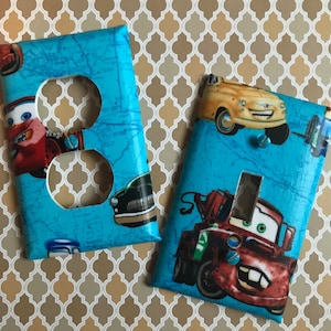 Disney Cars Light Switch Cover Outlet Cover Lightening McQueen Mater Radiator Springs image 1