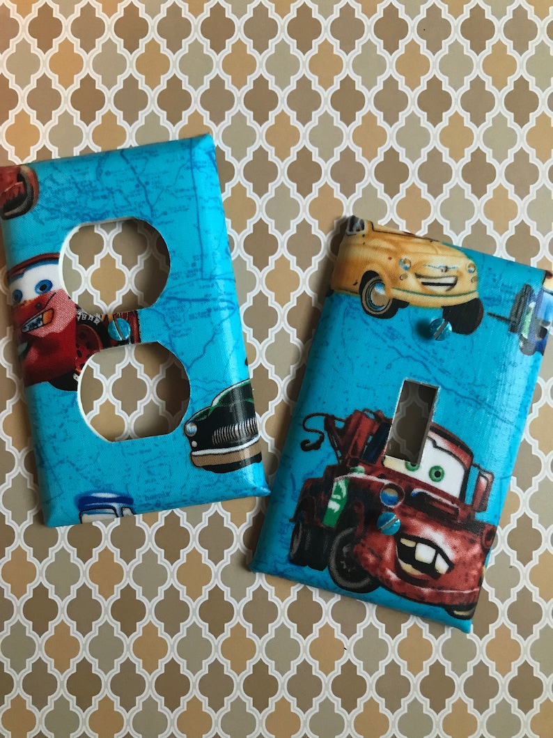 Disney Cars Light Switch Cover Outlet Cover Lightening McQueen Mater Radiator Springs image 1