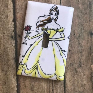 Disney Princess Light Switch Cover Outlet Cover Belle Cinderella Snow White Nursery Bathroom Toddler Room Decor image 5