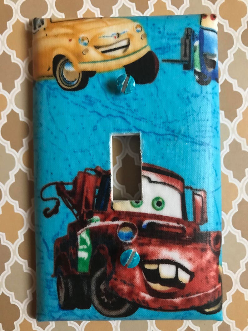 Disney Cars Light Switch Cover Outlet Cover Lightening McQueen Mater Radiator Springs image 2