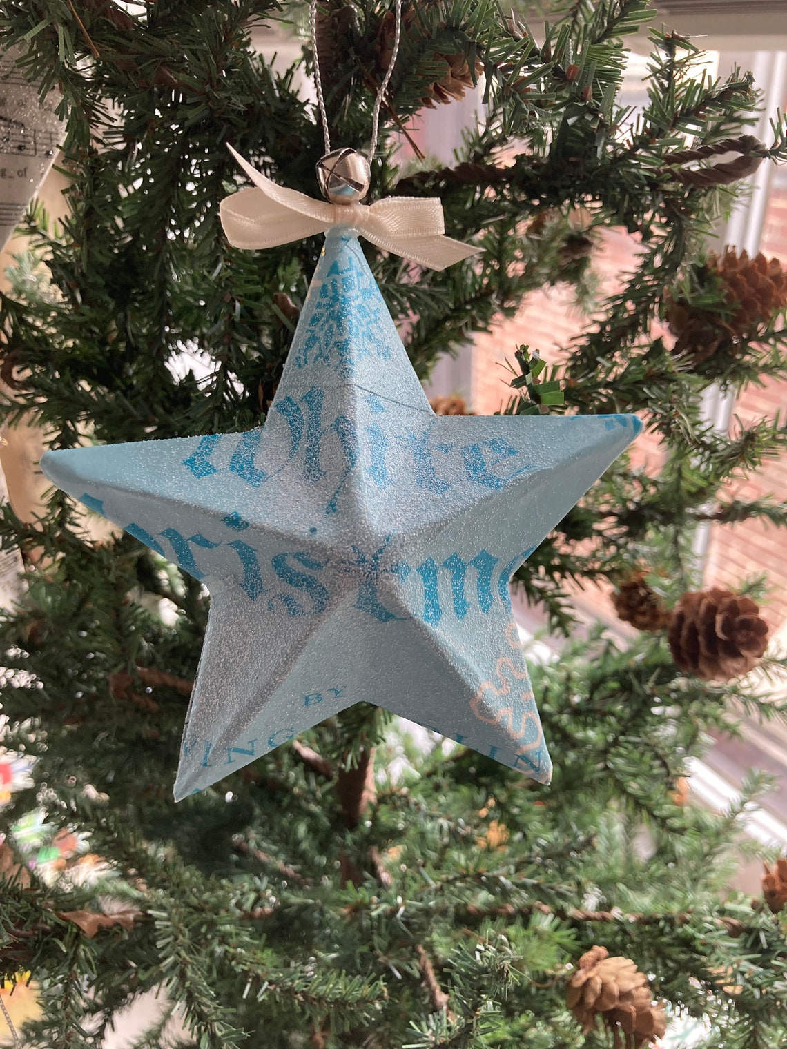 Vintage Music Paper Mache Star Christmas Ornament Etsy