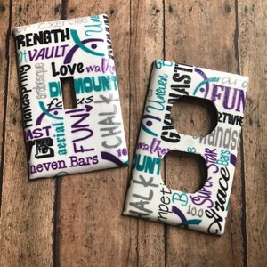 Gymnastics Typography Light Switch Plate, Outlet Cover, Wall Decor