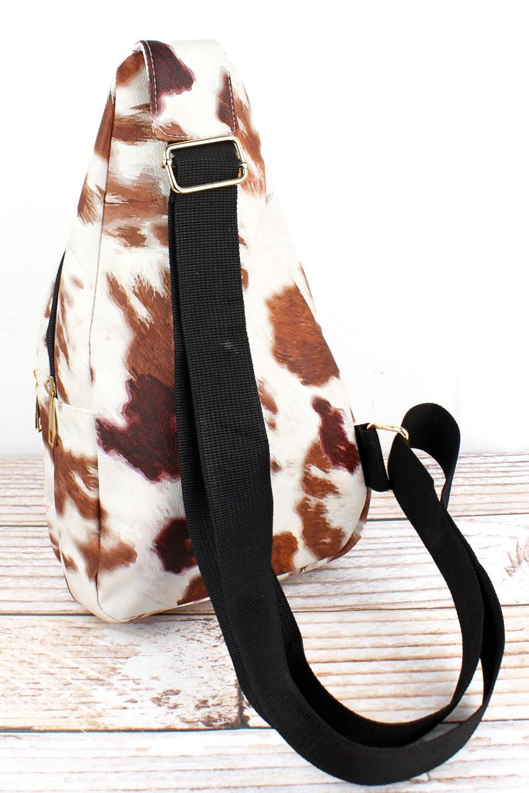 Faux Leather Western Cow Print Small Sling Backpack Etsy