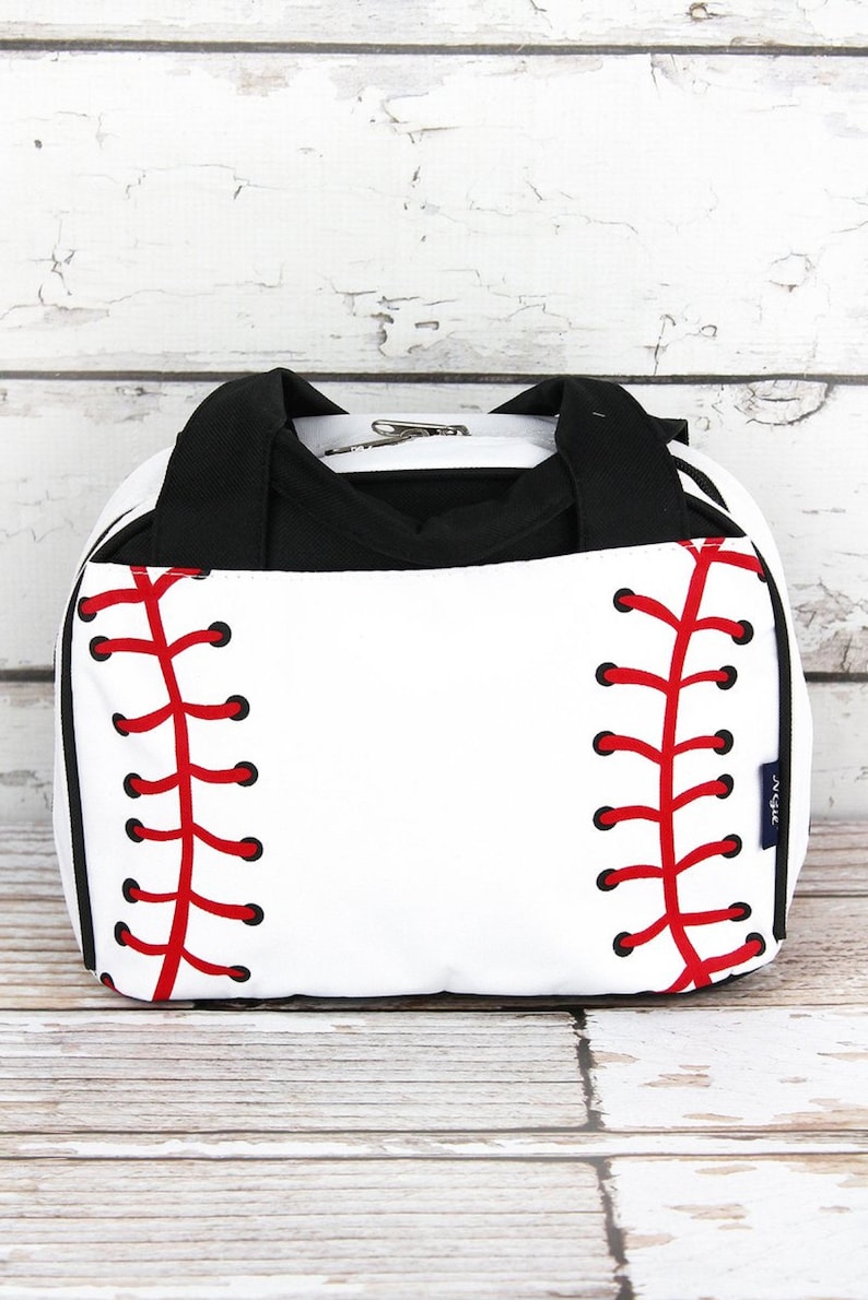 Baseball Laces Insulated Bowler Style Lunch Bag Lunch Box