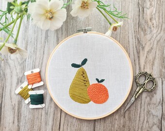 PEAR & ORANGE // PDF Embroidery Pattern