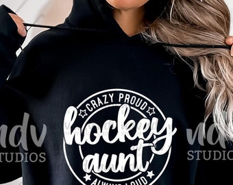 Tía de hockey SVG, tía de hockey, hockey SVG, loca orgullosa siempre ruidosa, camiseta de tía, regalo de tía, png, svg, archivo digital, cricut, sublimación