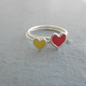 Heart enamel ring 925 solid sterling silver heart ring with enamel colorful heart ring enamel heart ring valentines gift image 1