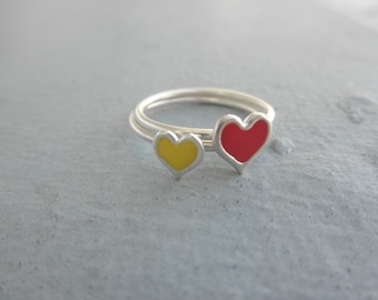 Heart enamel ring   -  925 solid sterling silver  - heart ring with enamel - colorful heart ring - enamel heart ring - valentines gift