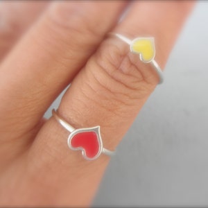 Heart enamel ring 925 solid sterling silver heart ring with enamel colorful heart ring enamel heart ring valentines gift image 2
