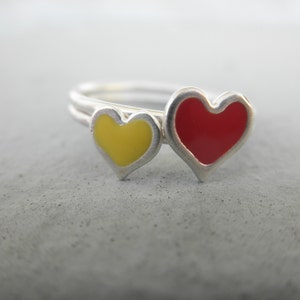 Heart enamel ring 925 solid sterling silver heart ring with enamel colorful heart ring enamel heart ring valentines gift image 4