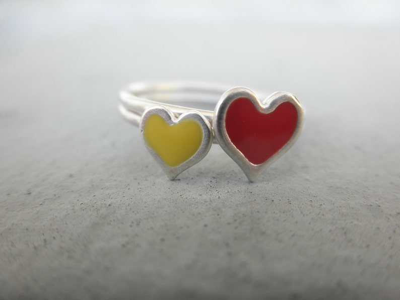 Heart enamel ring 925 solid sterling silver heart ring with enamel colorful heart ring enamel heart ring valentines gift image 4