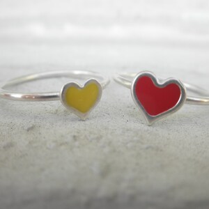 Heart enamel ring 925 solid sterling silver heart ring with enamel colorful heart ring enamel heart ring valentines gift image 3