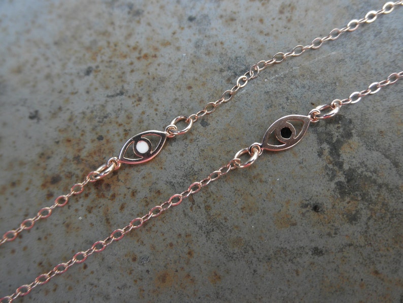 Rose gold Evil eye bracelet with a touch of enamel with rose gold filled chain image 3