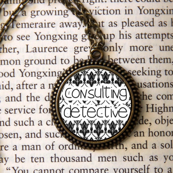 SHERLOCK  "Consulting Detective" Pendant Necklace, Sherlock Holmes,Fan Jewelry,