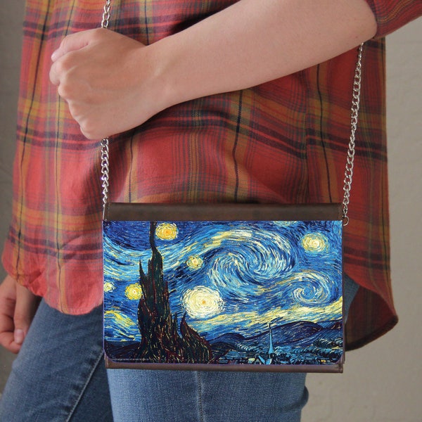 Starry Night Vincent Van Gogh Faux Leather Purse Handbag