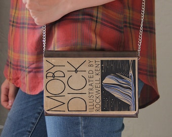 Moby Dick Book Cover  Faux Leather Purse Handbag