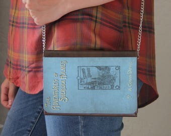 Adventures of Sherlock Holmes Book Cover Bolso de mano de piel sintética original