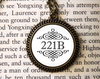 SHERLOCK  "221B" Pendant Necklace, Sherlock Holmes,Fan Jewelry, Great Gift