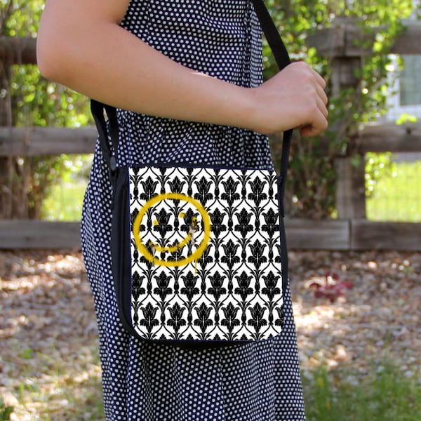 SHERLOCK  "Bored Smiley"  Small Messenger / Shoulder Bag