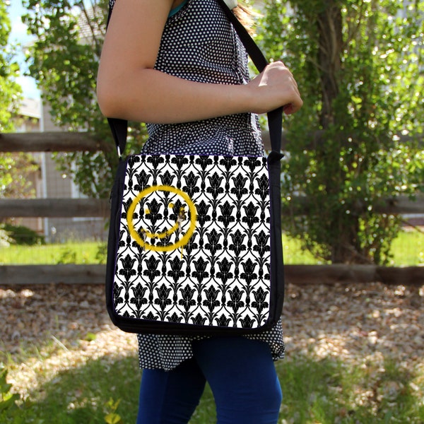 SHERLOCK  "Bored! Smiley" Large Messenger / Shoulder Bag