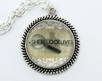 SHERLOCKLIVES  SPECIAL edition  Pendant Necklace, Sherlock Holmes,Fan Jewelry, Great Gift