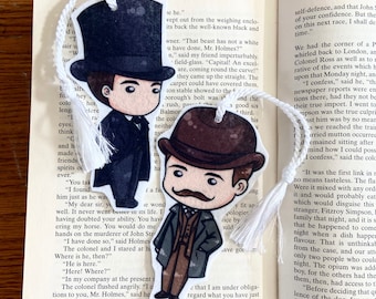 CUTE chibi sherlock holmes and john watson  flexible bookmark set