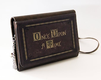 Once Upon A Time Fairytale Storybook Purse Faux Leather Handbag Bookish Gift