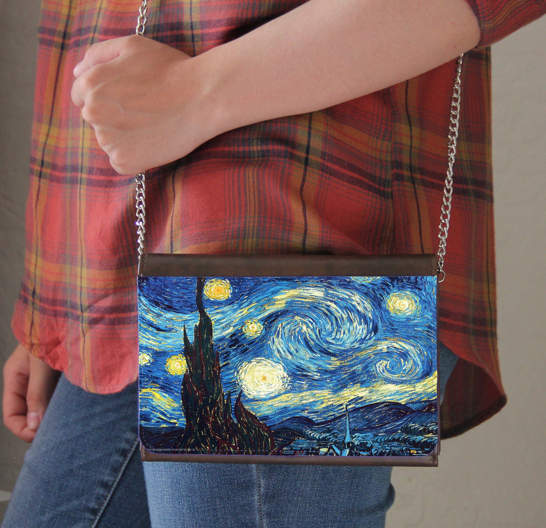 Van Gogh Black Strapped – Designer Clutch Bags