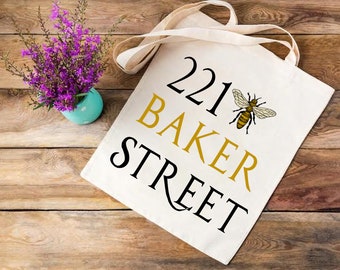 221 Bee Baker Street Canvas Reusable Tote