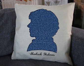 SHERLOCK   "Sherlock Quotes" Silhouette Throw Pillow 14x14