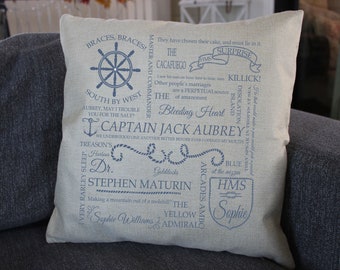 Master & Commander Jack Aubrey Typography Throw Pillow 14x14