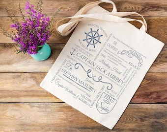 Master & Commander Jack Aubrey Typography Canvas Reusable Tote